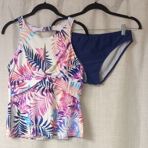 Floral Tankini Top & Navy Bottoms